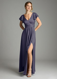 Azazie Omari Bridesmaid Dresses Stormy A-Line Stretch Satin Dress image1