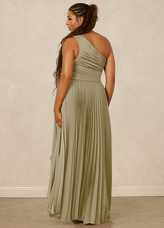 Christian Siriano Bridal for Azazie 1008 Bridesmaid Dresses Moss Green A-Line One Shoulder Stretch Satin Dress image10