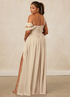 Christian Siriano Bridal for Azazie 1014 Bridesmaid Dresses Champagne A-Line Off the Shoulder Chiffon Dress image11