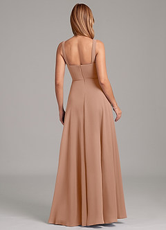 Azazie Shaude Bridesmaid Dresses Champagne Rose A-Line Pleated Chiffon Dress image2