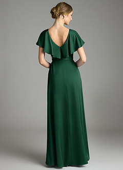 Azazie Lainey Bridesmaid Dresses Dark Green A-Line with Pockets Stretch Satin Dress image7