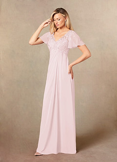 Azazie Holga Kleider für die Brautmutter A-Linie V-Hals Spitze Chiffon Kleid Zartrosa image3