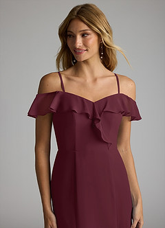 Azazie Sophie Vestidos de damas de honor Vestido de Cabernet de Gasa de Corte en A Convertible con Vestidos sin tirantes image2