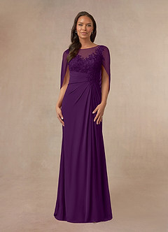 Azazie Hera Mother of the Bride Dresses Grape A-Line Lace Capelet Chiffon Dress image1