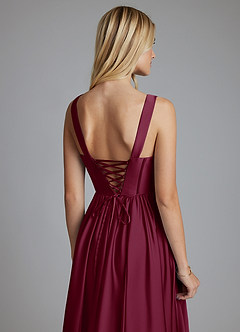 Azazie Delmie Abiti da Damigella Abito A-Line in Raso Elasticizzato Corsetto Gelso image3