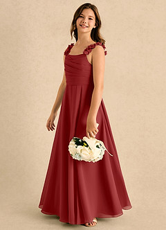 Azazie Masie Girls Formal Flower Girl Dresses Rust A-Line Pleated Chiffon Dress image6