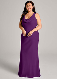 Azazie Rylina Bridesmaid Dresses Grape Mermaid Pleated Chiffon Dress image9