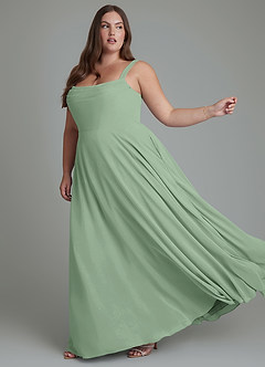 Azazie Shaude Bridesmaid Dresses Matcha A-Line Pleated Chiffon Dress image10