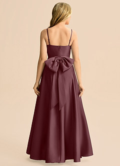 Azazie Rumi Junior Jurk van Stretch Satijn met A-Lijn Geplooid Sangria image2