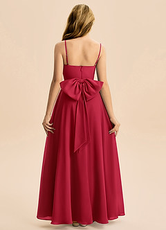 Azazie Bear Junior Robe Trapèze en Mousseline de soie Plissée Écarlate image2