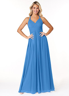 Azazie Ashia Bridesmaid Dresses Blue Jay A-Line Pleated Chiffon Dress image1