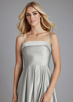 Azazie Lucienne Bridesmaid Dresses Silver A-Line Strapless Stretch Satin Convertible Dress image5