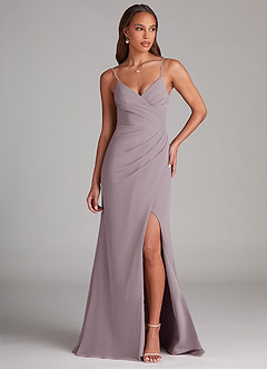 Azazie Maci Bridesmaid Dresses Dusk Sheath Pleated Chiffon Dress image1