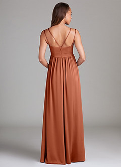 Azazie Emree Maternity Bridesmaid Dresses A-Line Stretch Satin Floor-Length Dress with Pockets image2