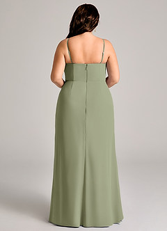 Azazie Maci Bridesmaid Dresses Pistachio Sheath Pleated Chiffon Dress image9