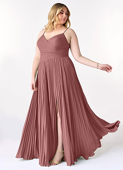 Azazie Vini Bridesmaid Dresses Desert Rose A-Line V-Neck Pleated Chiffon Dress image10