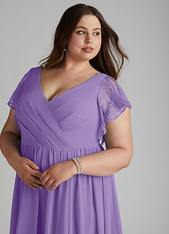 Azazie Zella Bridesmaid Dresses Tahiti A-Line Lace Chiffon Dress image12