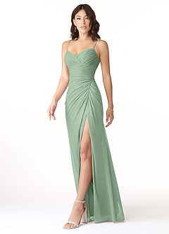 Azazie Reneya Robes de demoiselle d'honneur Robe Sirène en Maille Arc Matcha image3