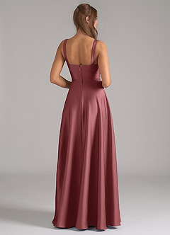Azazie Shaude Bridesmaid Dresses Amethyst A-Line Pleated Stretch Satin Dress image6