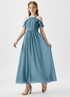 Azazie Chaya Junior Bermuda A-Line Off the Shoulder Chiffon Dress image5