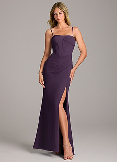 Azazie Chantel Bridesmaid Dresses Plum Sheath Strapless Chiffon Convertible Dress image5