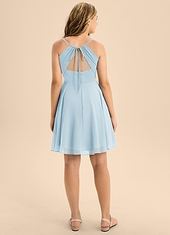 Azazie Avelina Junior Sky Blue A-Line Pleated Chiffon Dress image2