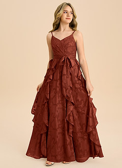 Azazie Peyton Junior Klä av A-Line i Blommig Utbrändhet Plisserad image4