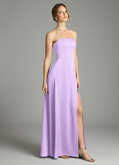 Azazie Wren Bridesmaid Dresses Lilac A-Line Strapless Stretch Satin Convertible Dress image1