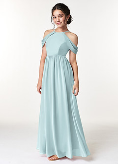 Azazie Seneca Junior Mist A-Line Off the Shoulder Chiffon Dress image5
