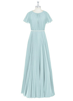 Azazie Kara Bescheidene Brautjungfernkleider A-Linie Plissee Chiffon Bodenlänge Kleid image13