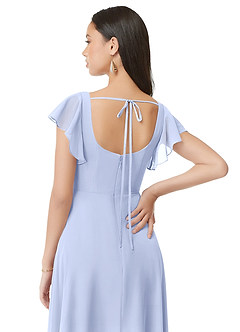 Azazie Bondi Brautjungfernkleider A-Linie Gestreift Chiffon Kleid Eis image5