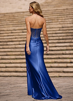 Glint Royal Blue Vestido de baile assimétrico com strass image2