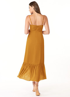 Azazie Justina Final Sale Butterscotch A-Line Sweetheart Neckline Chiffon Dress image2