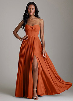 Azazie Akiko Bridesmaid Dresses Burnt Orange A-Line Sweetheart Neckline Chiffon Dress image3