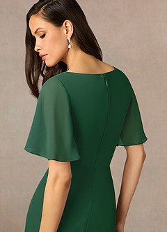 Azazie Rain Abiti per la Madre della Sposa Abito Tubino in Chiffon Perline Verde Scuro image12