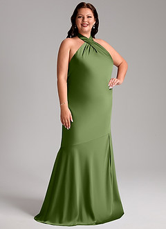 Azazie Lorena Bridesmaid Dresses Juniper Mermaid Pleated Stretch Satin Dress image10