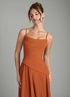 Azazie Gabriela Bridesmaid Dresses Cinnamon A-Line Corset Chiffon Dress image9