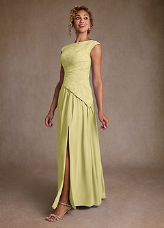 Azazie Kalleen Abiti per la Madre della Sposa Abito A-Line in Chiffon Plissettato Sorbetto Al Limone image4