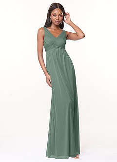 Azazie Oceana Final Sale Dusty Rose A-Line V-Neck Pleated Mesh Dress image1