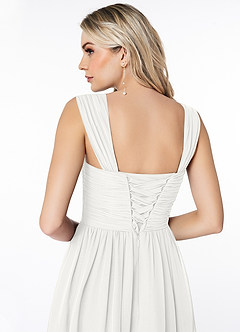 Azazie Angie Bridesmaid Dresses White A-Line Corset Chiffon Dress image3