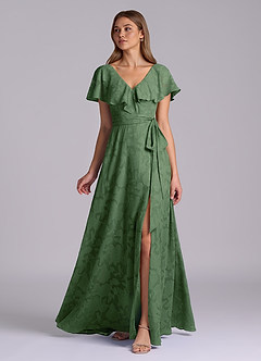 Azazie Lainey Brudtärnklänningar Klä av A-Linje i Blommig Utbrändhet med fickor Eukalyptus image5