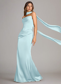 Azazie Sorrel Bridesmaid Dresses Cloud Blue Mermaid Strapless Stretch Satin Convertible Dress image4