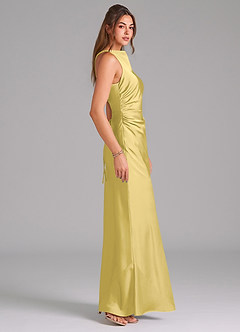 Azazie Evadne Brudtärnklänningar Klä av Tubklänning i Stretch Satin Plisserad Kanariefågel image4