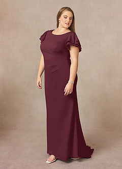 Azazie Peppermint Mother of the Bride Dresses Cabernet Mermaid Scoop Ruched Stretch Crepe Dress image9