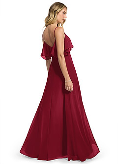 Azazie Jean Bridesmaid Dresses Burgundy A-Line Chiffon Convertible Dress image2