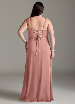 Azazie Marchella Bridesmaid Dresses Rosette A-Line Corset Stretch Satin Dress image8
