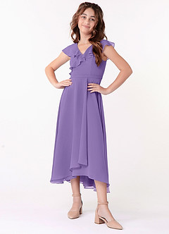 Azazie Posie Junior Tahiti A-Line Ruched Chiffon Dress image4