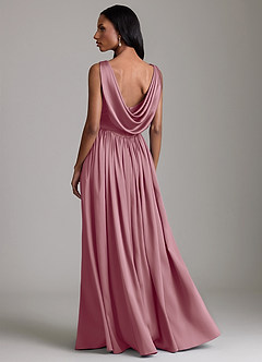 Azazie Novi Bridesmaid Dresses Vintage Mauve A-Line with Pockets Stretch Satin Dress image2