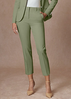front Whitney Pistachio Refined Weave Performance  Cropped Dress Pants