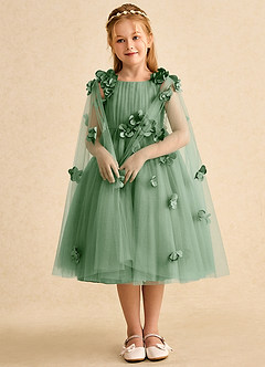 Azazie Staria Flower Girl Dresses Matcha Ball-Gown Ruched Tulle Dress image3